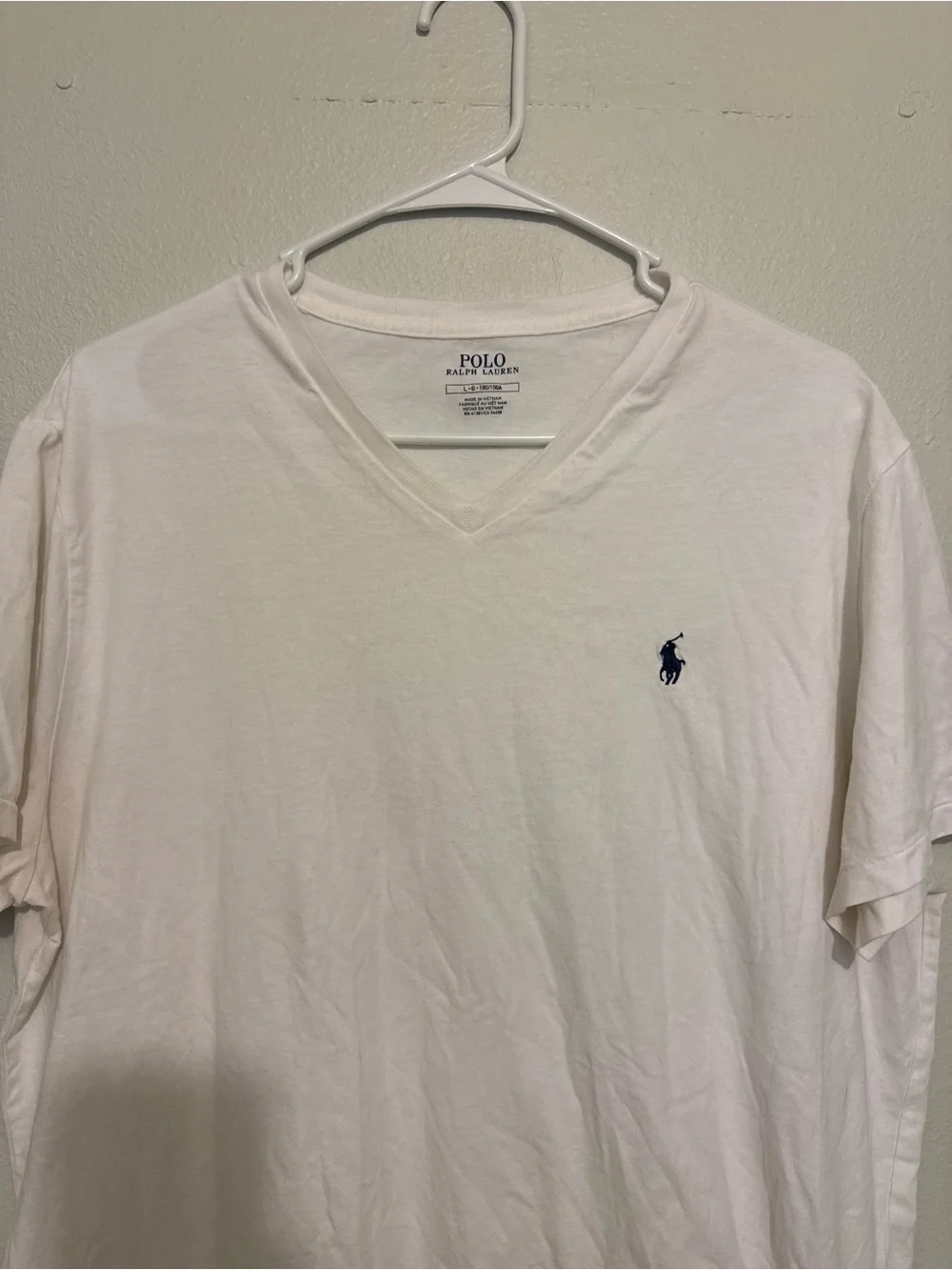 Polo by Ralph Lauren White V-Neck Tee with Navy Pony